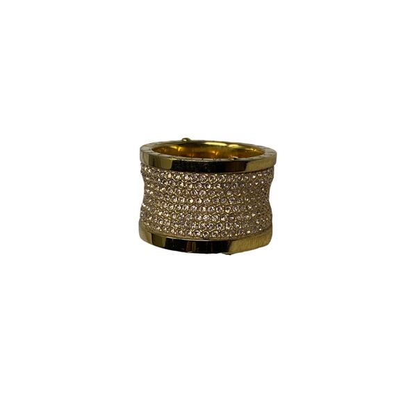 Michael Kors Pave Barrel Ring Gold Tone Metal Size 8 - Picture 1 of 8